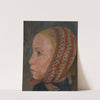 Girl's head with a striped cap in profile to the left by Paula Modersohn-Becker