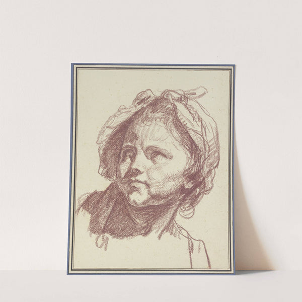 Girl's head with bonnet by Jean-Baptiste Greuze