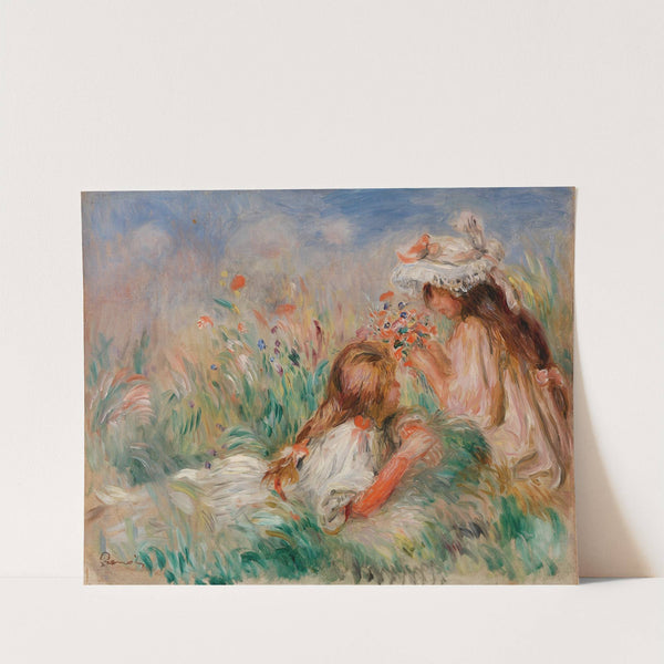 Girls in the Grass Arranging a Bouquet (Fillette couchée sur l'herbe et jeune fille arrangeant un bouquet) by Pierre-Auguste Renoir