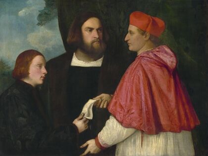 Girolamo and Cardinal Marco Corner Investing Marco, Abbot of Carrara, with His Benefice