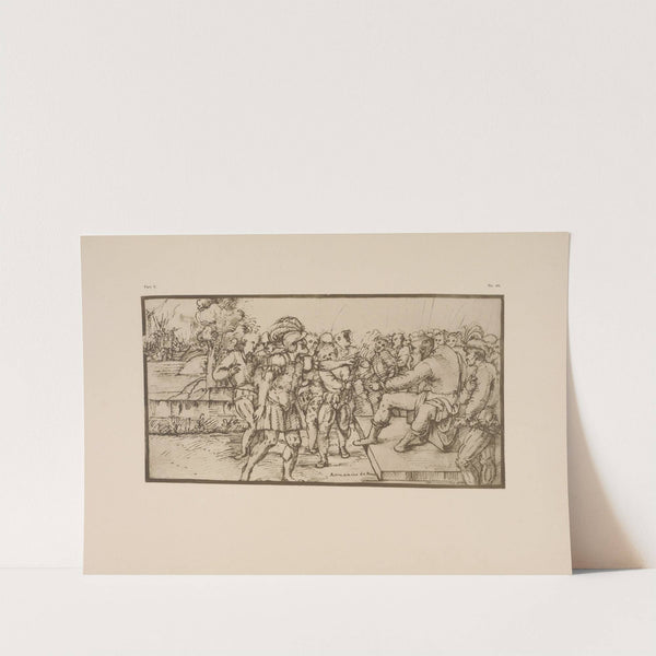 Girolamo Romanino - Drawing of soldier approaching king, surrounded by crowd by P. & D. Colnaghi
