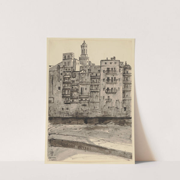 Girona vom Fluss aus gesehen, im Hintergrund der Turm der Kathedrale by Hermann Lismann