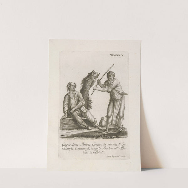 Giuoco della Pentola; Gruppo in marmo, di Gio. Batista Capezzoli, lungo lo Stradone all'Isolotto in Bololi. by Gaetano Vascellini