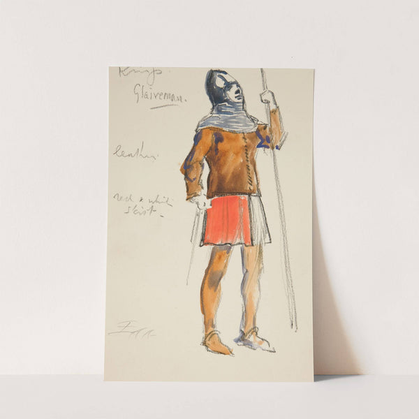 Glaiveman, costume sketch for Henry Irving’s Planned Production of King Richard II by Edwin Austin Abbey