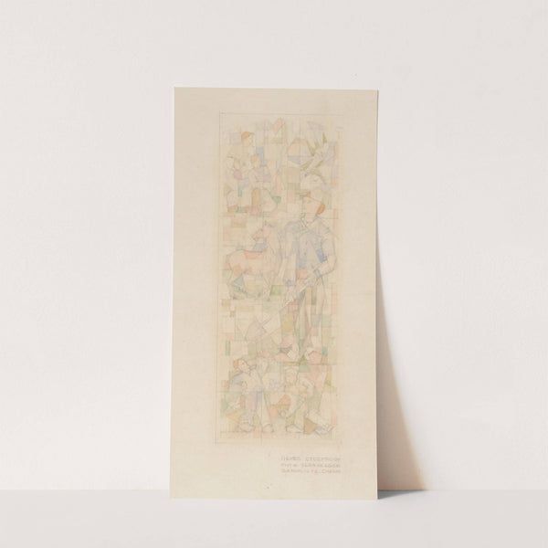 Glas-in-loodraam met een man met schep by Reijer Cornelis Joseph Godefrooij