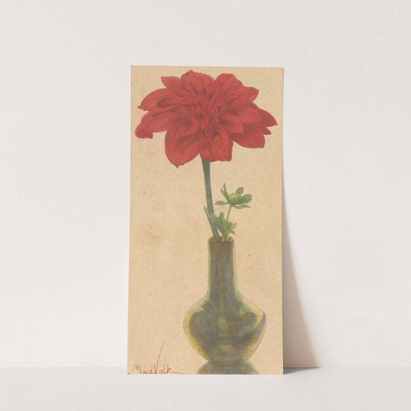 Glazen vaasje met rode Dahlia by Maurits van der Valk