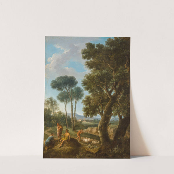 Goat herders in an Italianate landscape by Andrea Locatelli