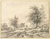 Goatherd, Goats on Road near Carriage and House