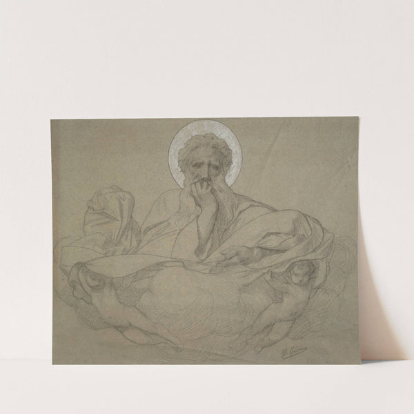 God the Father Supported by Angels, study for the ceiling panel decorating the railway carriage of Pope Pius IX (1858) by Jean-Léon Gérôme