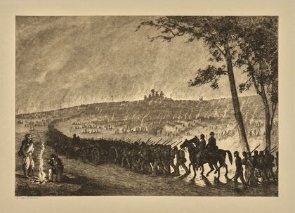 Going into camp at night. (1876)
