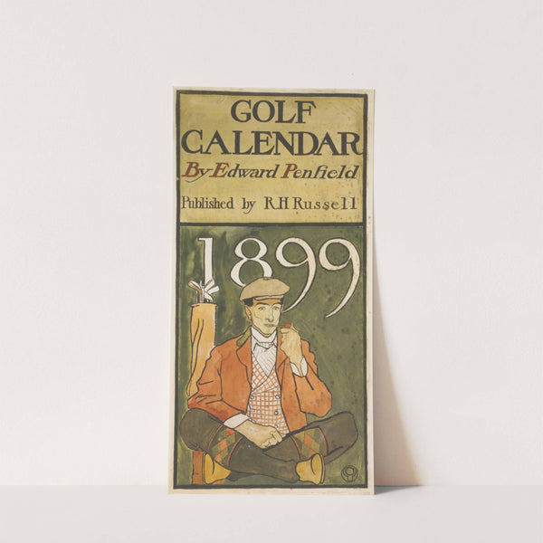 Golfer seated by clubs by Edward Penfield