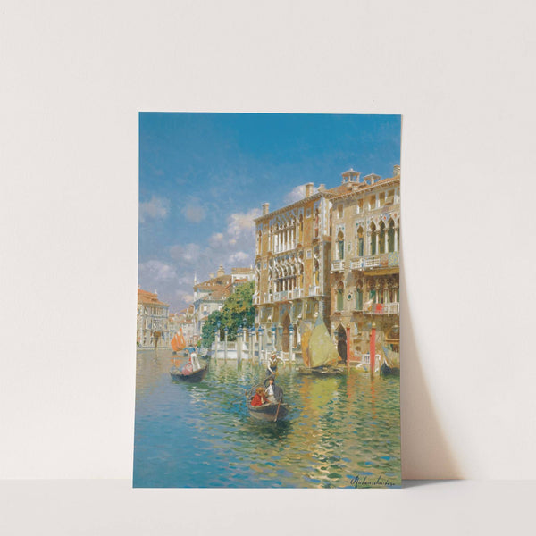 Gondoliers In Front Of The Palazzo Cavalli-Franchetti, Venice by Rubens Santoro