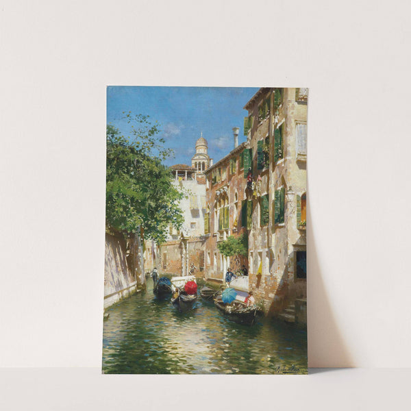 Gondoliers on a Venetian canal by Rubens Santoro