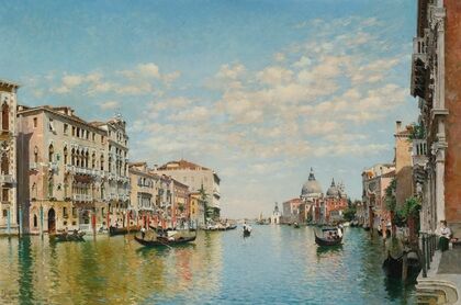 Gondoliers On The Grand Canal, Venice