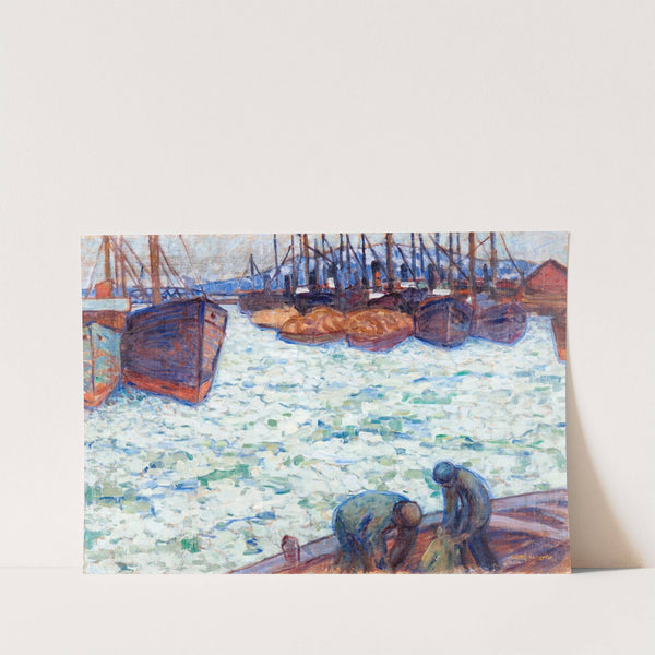 Gothenburg Harbour with Boats in the Ice (1916) by Ester Almqvist