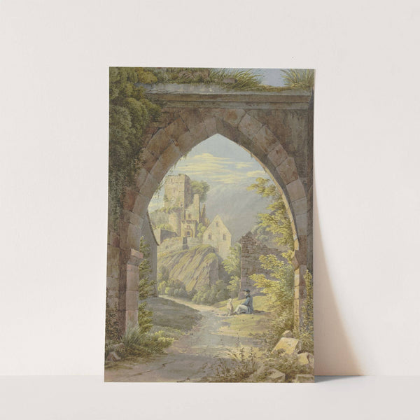 Gotischer Bogen mit Durchblick auf eine Burg by Georg Von Krieg