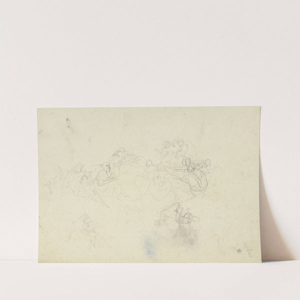 Götterversammlung, die Figur eines Apoll mit Lyra und Bacchusknaben unten zweimal wiederholt by Peter von Cornelius