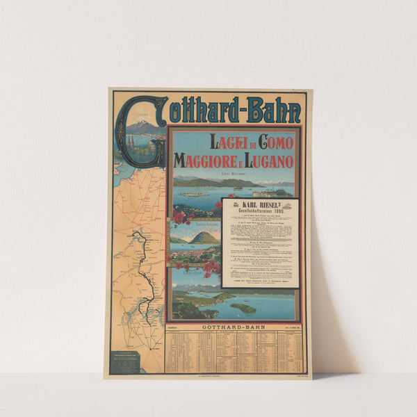 Gotthard-Bahn. Laghi di Gomo, Maggiore e Lugano (1889) by G. Chiattone