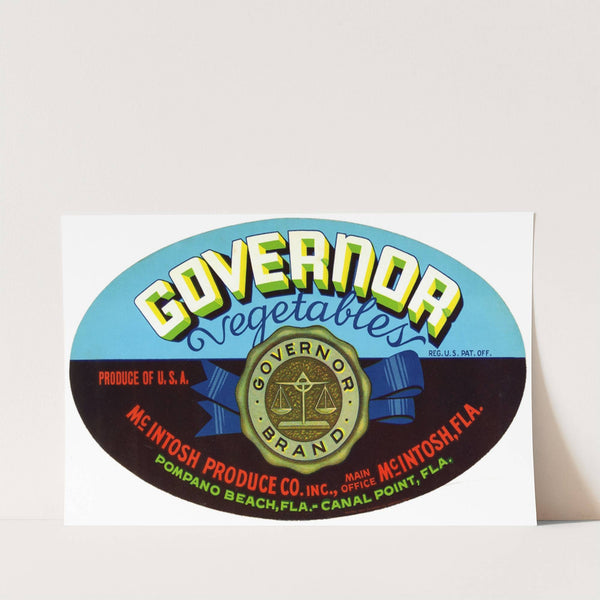 Governor Vegetables Label (1930-1950)