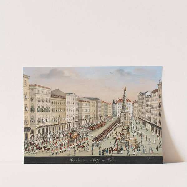 Graben in Vienna with Plague Column, an Imperial coach and a military event by Balthasar Wigand