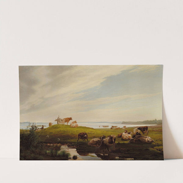 Græssende køer ved fjorden by Adolf Mackeprang