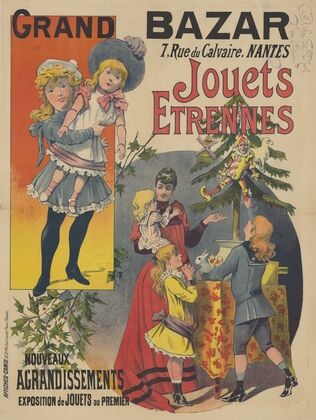 Grand bazar. 7 rue du calvaire Nantes. Jouets, étrennes (1891)