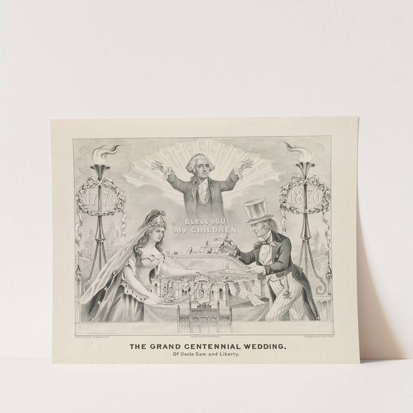 Grand centennial wedding; of Uncle Sam and Liberty (1876) by Currier & Ives.