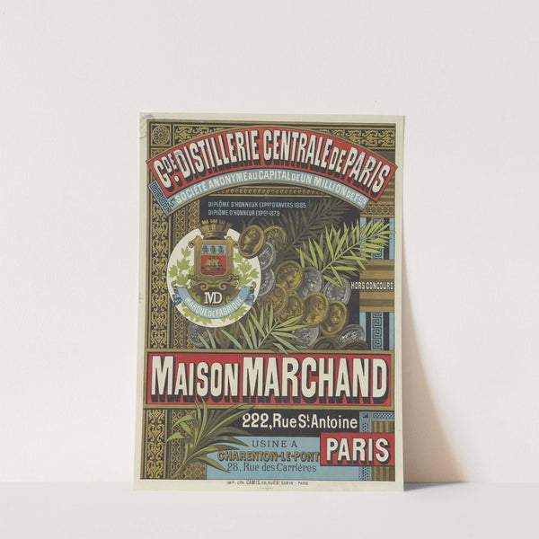 Grande distillerie centrale de Paris. Maison Marchand, 222, rue St Antoine, Paris (1891) by Imp. Camis