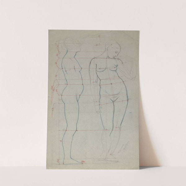 Graph of Female Nude Proportions as Seen from the Profile and En Face (1900) by Hans Thoma