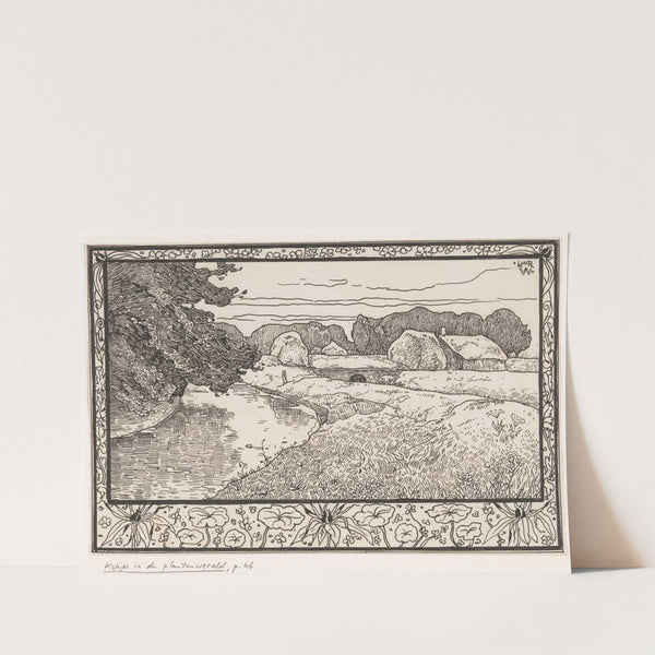 Grasland met water en boerderij by Willem Wenckebach