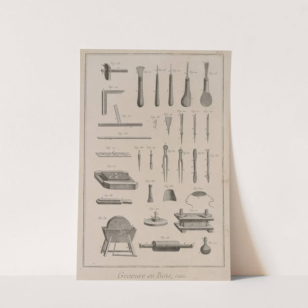 Gravure en Bois, outils (1750)
