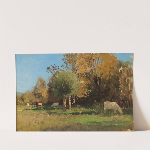 Grazing Cows Near Langenpreising by Alfred Zoff