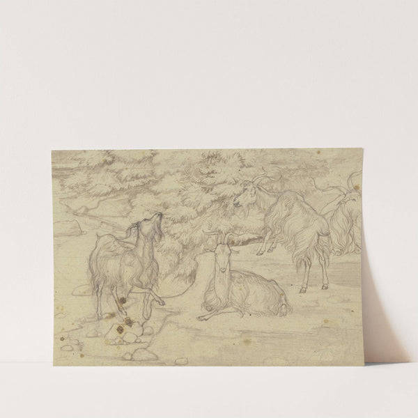 Grazing goats by Franz Theobald Horny