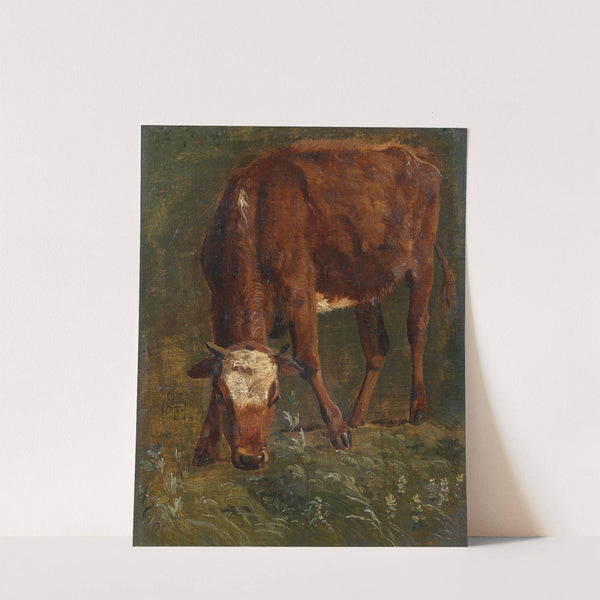 Grazing red heifer. Study by Johan Thomas Lundbye