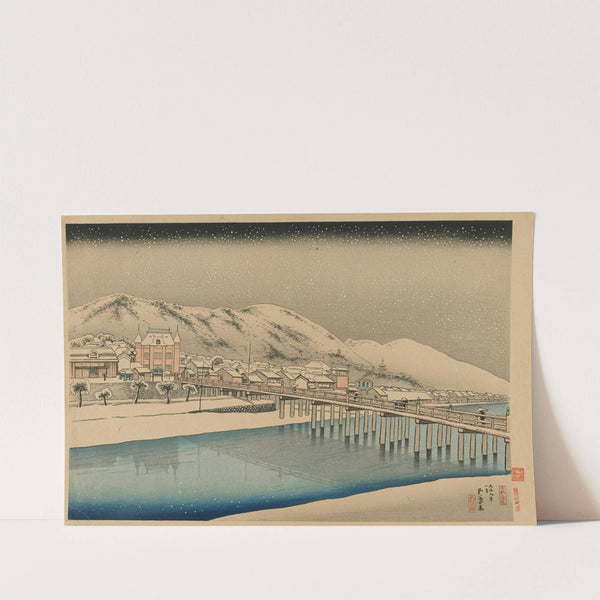 Great bridge at Sanjo in Kyoto (Kyoto Sanjo Ohashi) (1920) by Hashiguchi Goyō