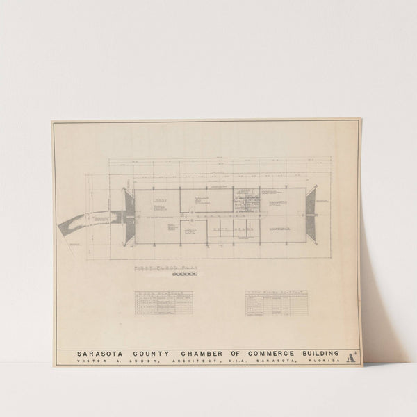 Greater Sarasota Chamber of Commerce building, North Tamiami Trail, Sarasota, Florida, First floor plan by Victor Alfred Lundy