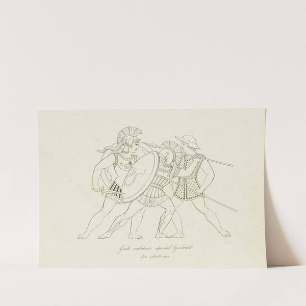 Greek combatants separated by a herald; from a fictile vase (1812) by Henry Moses