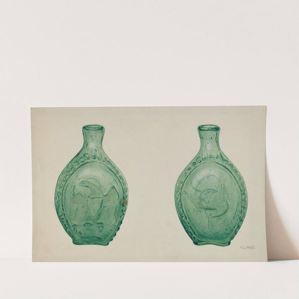 Green Glass Flask by V.L. Vance