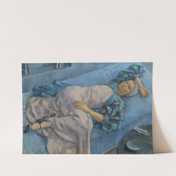 Grete Gamerith Auf Blauer Couch by Walther Gamerith