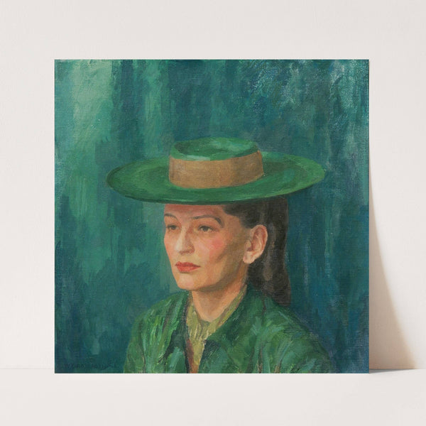 Grete Gamerith Mit Grünem Hut (1942) by Walther Gamerith