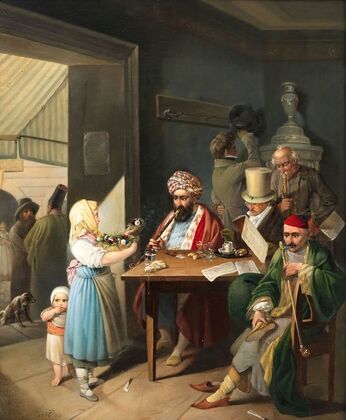 Griechen und Türken in einem Wiener Kaffeehaus