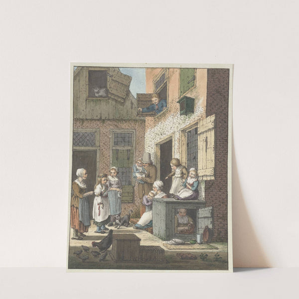 Groep mensen voor de deur van een woning by Christina Chalon