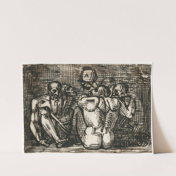 Groep opeen zittende figuren by David Humbert de Superville