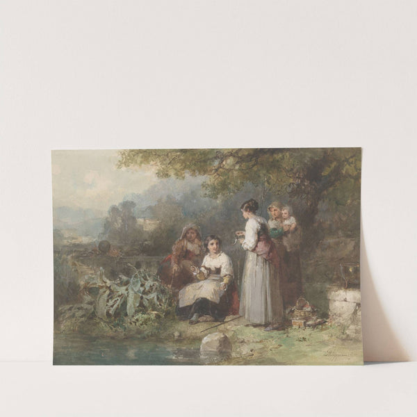 Groepje hengelende Italiaanse vrouwen by Karel Frans Philippeau