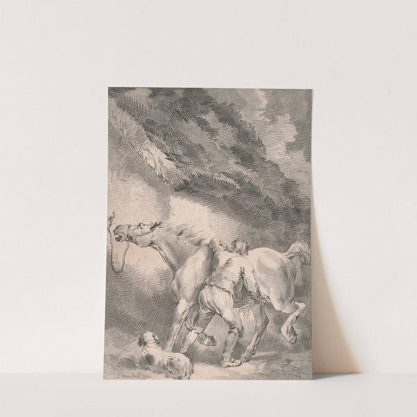 Groom rubbing down a horse by George Morland