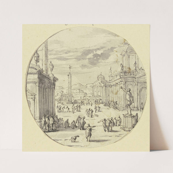 Großer Platz mit Prachtgebäuden und einem Obelisken by Jacob van der Ulft