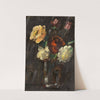 Großes Stillleben; Stillleben auf schwarzem Hintergrund, helles Glas mit rosa und roten Rosen (1937) by Alexej von Jawlensky