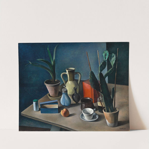 Grosses Stilleben mit Krügen und roter Teedose by Alexander Kanoldt