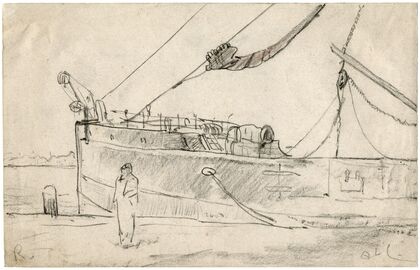 Grote zeilboot aangemeerd bij de kade