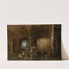 Grotto with ancient sculptures and bathing women by Abraham van Cuylenborch